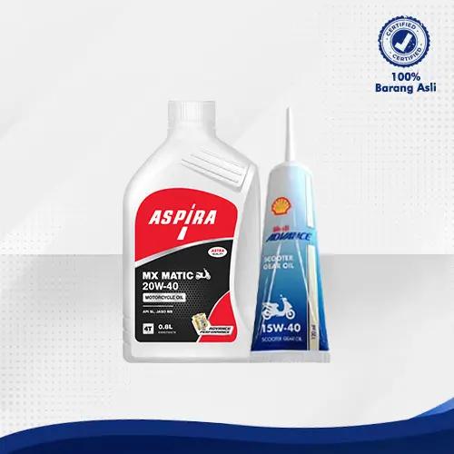 Bundling Oli Motor Matic Yamaha Honda 20W-40 Aspira Oil 0,8L dan Gear Oil