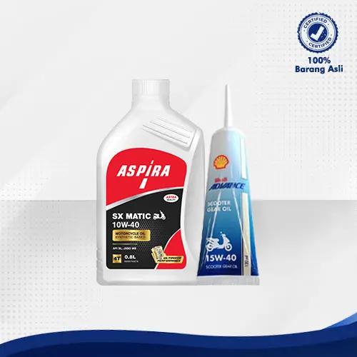 Bundling Oli Motor Yamaha Matic 10W-40 Aspira Oil 0,8L dan Gear Oil
