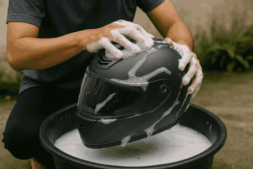cara cuci helm
