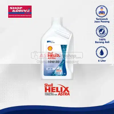 Paket Voucher Shell Helix Astra Oil 10W30 6 Ltr + Pemasangan (Oli untuk Mobil Bensin)