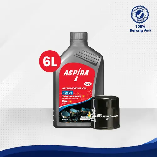 Bundling Oli Mobil 10W-30 Aspira 6 Liter FREE Filter Oli ASPIRA untuk Innova Bensin, Fortuner Bensin