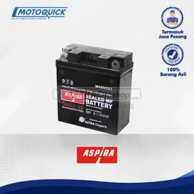 Voucher Motoquick Trade In Aki ASPIRA GM5Z3B MF (5 Ah)  - Aki Motor untuk Motor Supra, Mio, Jupiter Z, Tornado, Vega & sejenisnya