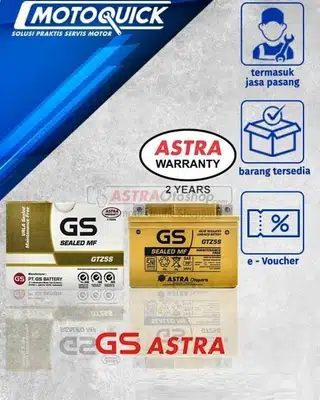 [TRADE IN] E-Voucher Motoquick Aki Motor GS Astra MF Gold GTZ-5S untuk Honda Vario, Beat, Scoopy, Revo, Supra X 125, Yamaha Mio, Vixion, dll [GARANSI 2 TAHUN]