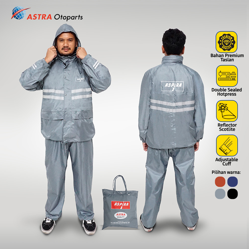 Jas Hujan GREY size L Premium Aspira ASTRA Original