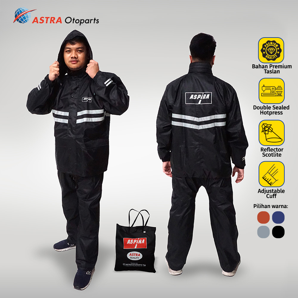 Jas Hujan BLACK size XXL Premium Aspira ASTRA Original